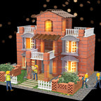 Children Build A House Bricks Assembled Toys