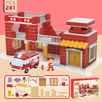 Children Build A House Bricks Assembled Toys