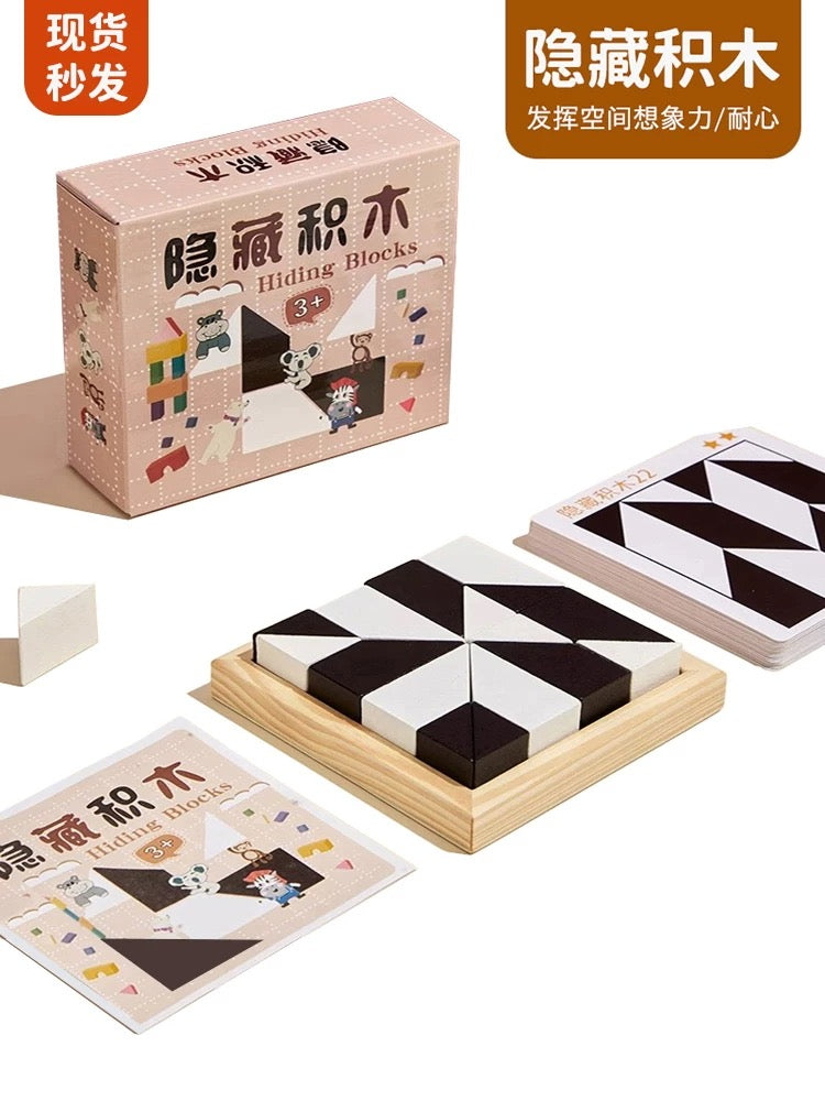 Hiding Blocks ( Wooden Make The Shape Puzzle)