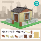 Children Build A House Bricks Assembled Toys