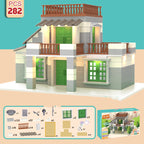 Children Build A House Bricks Assembled Toys